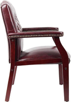 Ivy League Set of 2 Executive Guest Chair in Burgundy Vinyl Wood Frame Office Visitor Dual Chair with Mahogany Finish Comfortable Reception Seating for Office or Waiting Room
