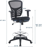Modway Articulate Drafting Chair - Reception Desk Chair - Drafting Table Chair in Black