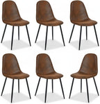 Homy Casa 6-Piece Suede Upholstered Dining Chairs Set of 6 – Armless Side Chairs with Padded Seat & Back, Metal Legs, Brown Accent Dining Room/Kitchen Seating