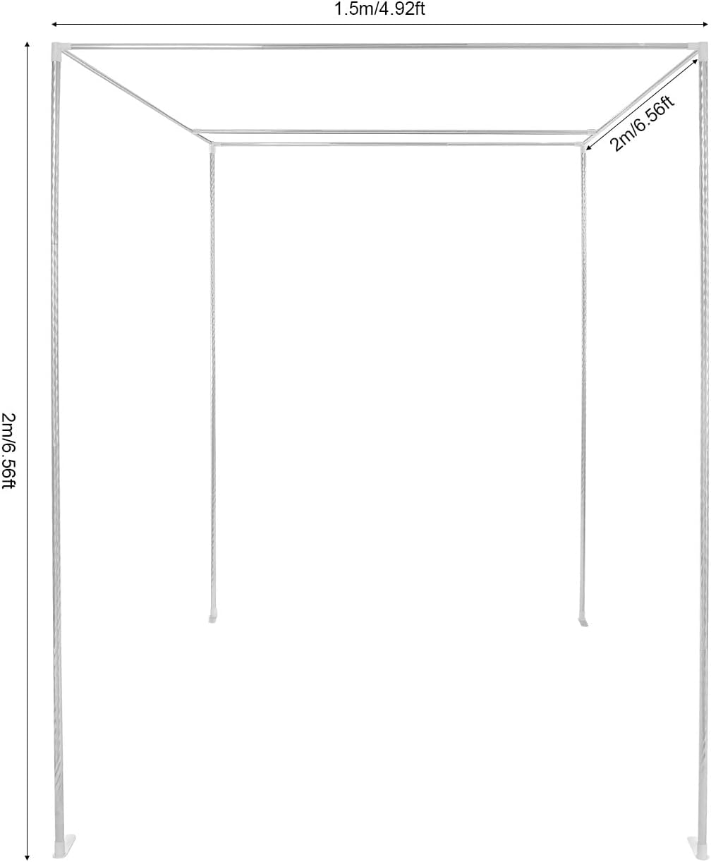 Canopy Bed Frame, Stainless Steel, Four Corner Bed Brackets with Extended Presser Feet, 3-Way Fixing Bed Net Stand, for Homes and Dormitories
