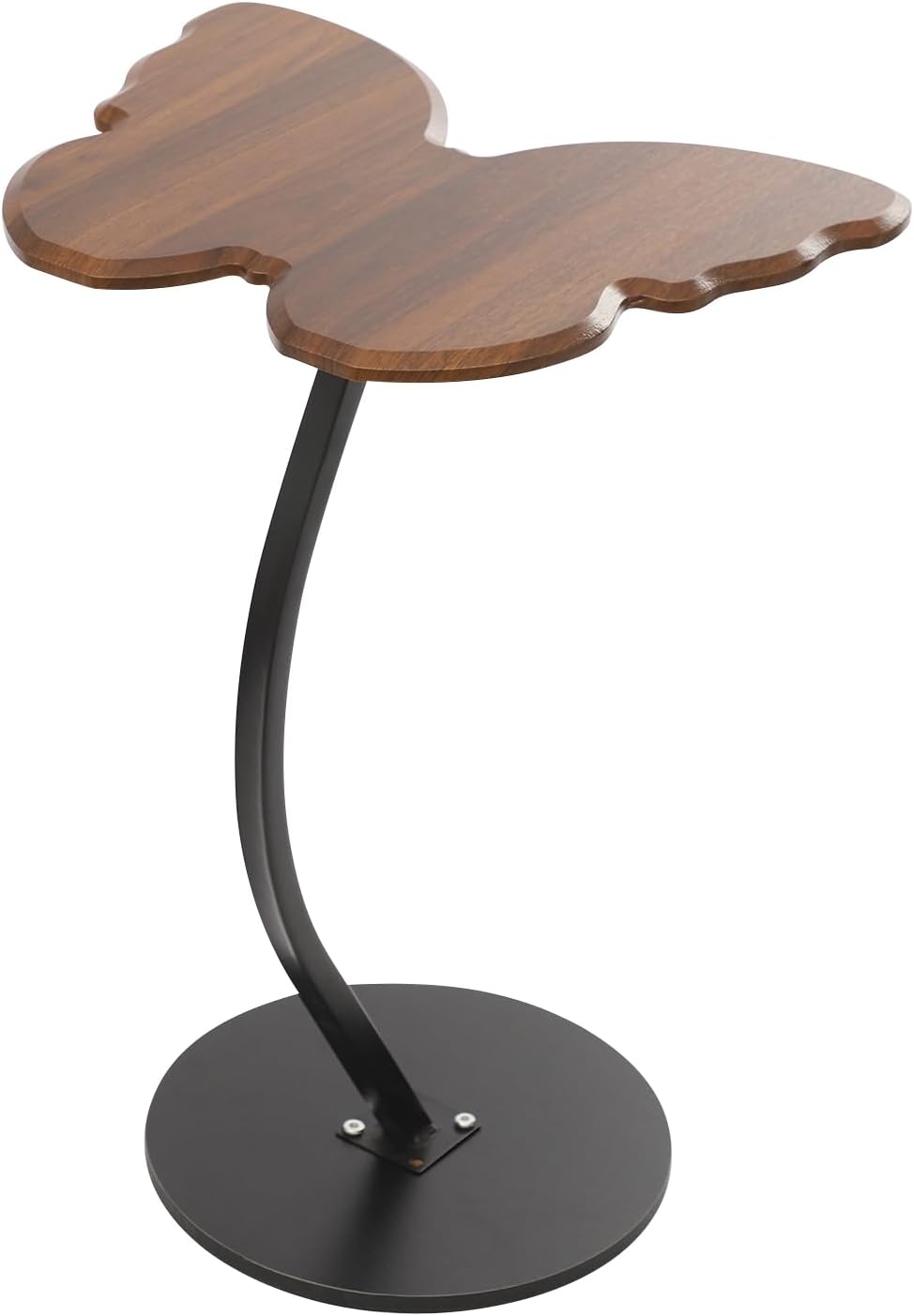 C-Shaped End Table, Butterfly Shaped Sofa Side Table with Metal Frame, Modern Accent Coffee Bedside End Table for Living Room Bedroom Office