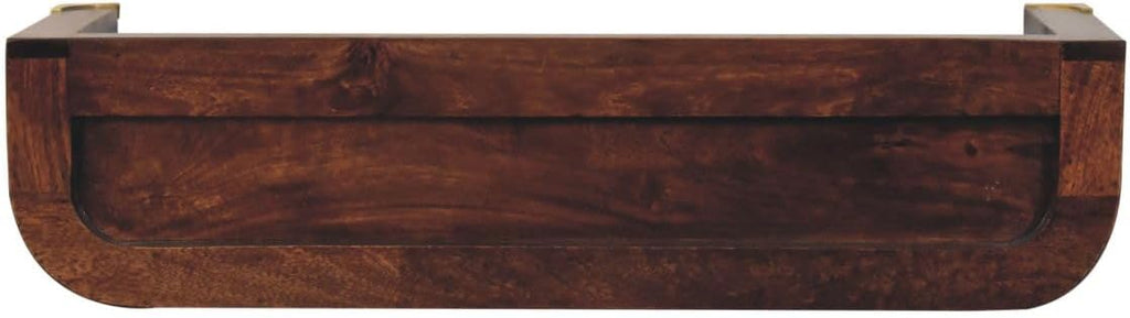 Solid Wood Indira California Walnut Floating Console Table, Open Shelf, Dark Brown
