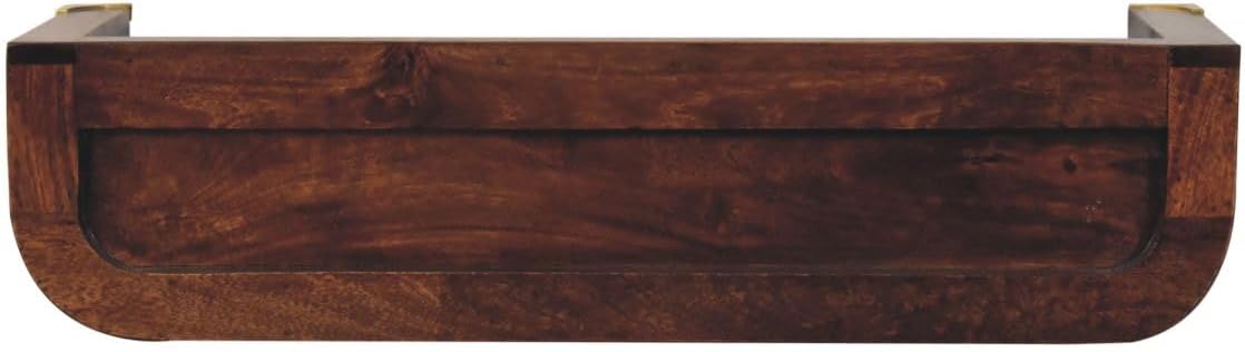 Solid Wood Indira California Walnut Floating Console Table, Open Shelf, Dark Brown
