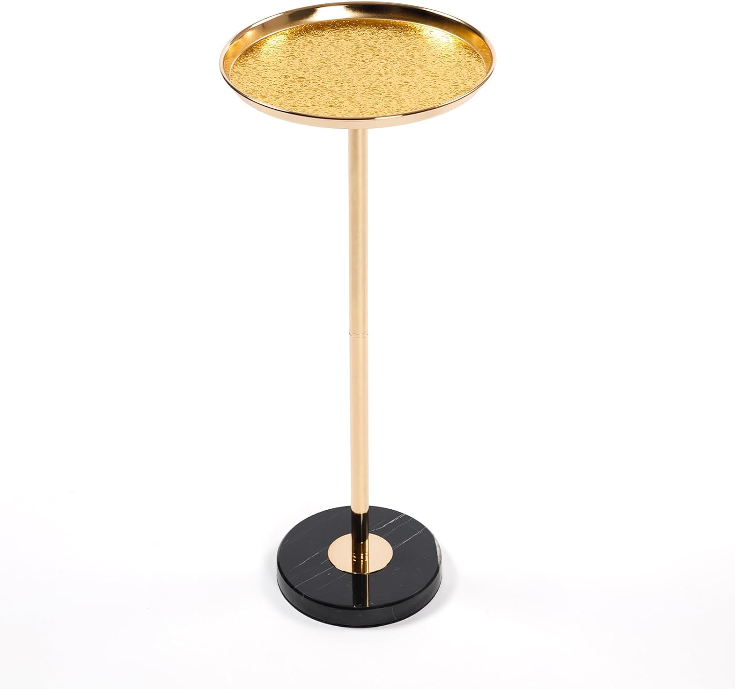 Adjustable Side Table, Small Tea Martini Table, Gold, Natural Marble Decorative Pedestal End Table for Display and Storage (Gold + Large)