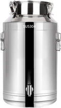 Milk Transport Can 304 Stainless Steel Wine Pail Bucket with Sealed Lid, Liquid Storage Container for Oil, Beer(15L)