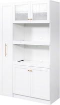 Kitchen Pantry Cabinet with Pull-Out Storage Shelves - Versatile 4-Door Organizer for Kitchen, Dining Room, and More (70.87" H x 43.31" W x 15.75" D), White
