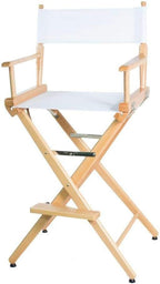Filmcraft Tall Director's Chair (White Canvas, Natural Frame)