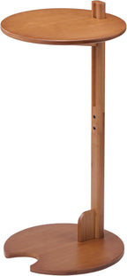 18–26" Height Adjustable Bamboo C-Shaped Side End Table for Sofa | Slides Under Couch; Round Solid Bamboo Top; Works as Laptop Desk & TV Tray; Space-Saving for Small Living Rooms and Bedrooms