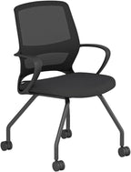 Orion Collection Mesh Conference and Guest Office Chair, Fixed Arms, Black and Pewter Mesh, Black Frame, Ergonomic Meeting Room Chair (Black Mesh, 4-Leg Base)