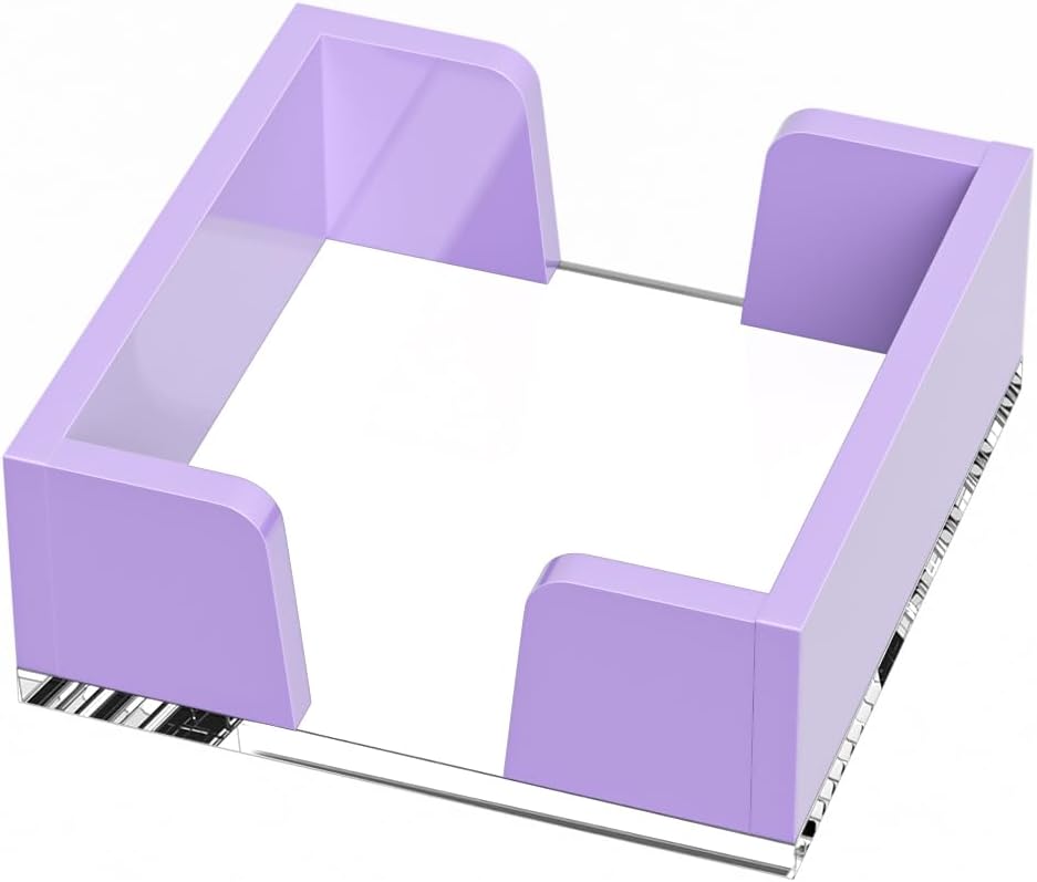WINFFOR Acrylic Notepad Holder Dispenser - 3x3 in Sticky Note Memo Holder for Desk Organizer (W/O Pads) Office Desk Accessories School Supplies, Purple
