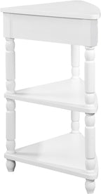 33.8'' Small Triangle Corner Table, 3 Tier End Corner Table with Solid Wood Legs, Wood Corner Side Shelf for Living Room Small Spaces (Milk White)