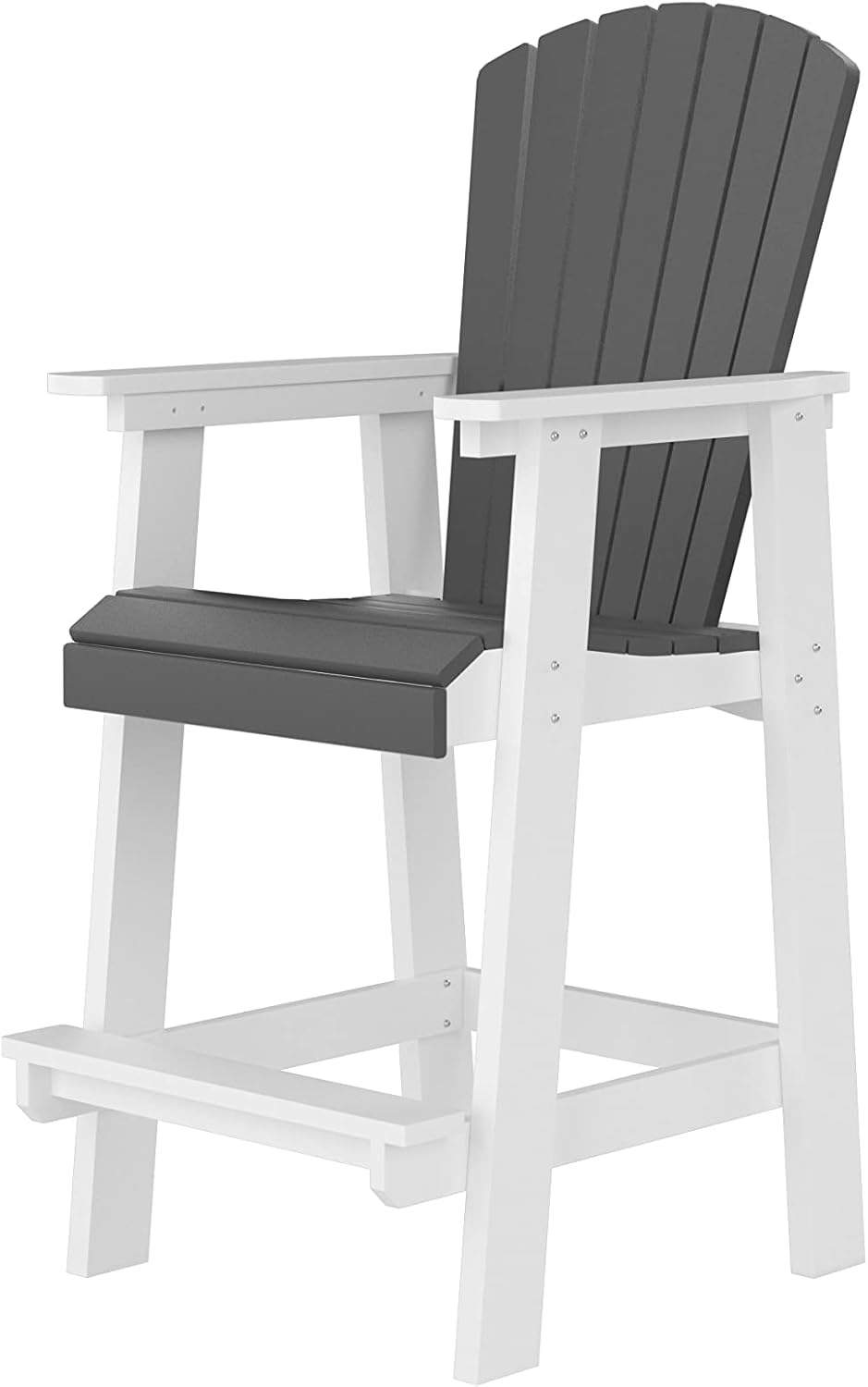 Outdoor Patio Table Bar Height Table and Bar Chairs Set of 4, for Garden Backyard Poolside Balcony, Umbrella Hole (5 PCS, Grey and White)