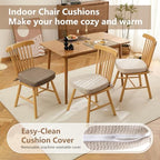 D-Shaped Chair Cushions for Dining Chairs, 2.5” Thick Chair Pads with Washable Comfortable Textured Cover, Non Slip Kitchen Chair Cushions with Ties, 16.5" x 16.5", 4 Pack, Beige