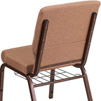 Flash Furniture HERCULES Series 18.5''W Church Chair in Caramel Fabric with Cup Book Rack - Copper Vein Frame