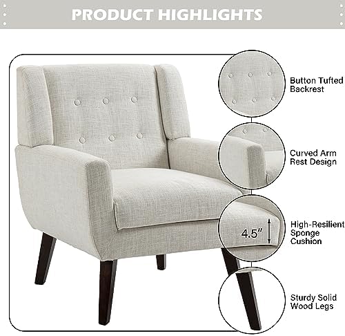 Accent Chairs Set of 2, Velvet Upholstered Armchair, Orange | Mid Century Modern Living Room Chair, Button Tufted Wingback Chair with Removable Cushion, Bedroom Side Reading Seat