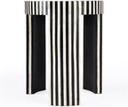 Beaumont Lane Transitional Round Bone Inlay Side Table, Black and White Finish, 18" W x 18" D x 22" H, Engineered Wood Construction, Handcrafted Accent Table for Living Room Decor