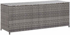 Poly Rattan Patio Storage Box 59.1x19.7x23.6 Inches Gray, Outdoor Storage Bench with High Load-Bearing Capacity for Cushions Pillows Towels