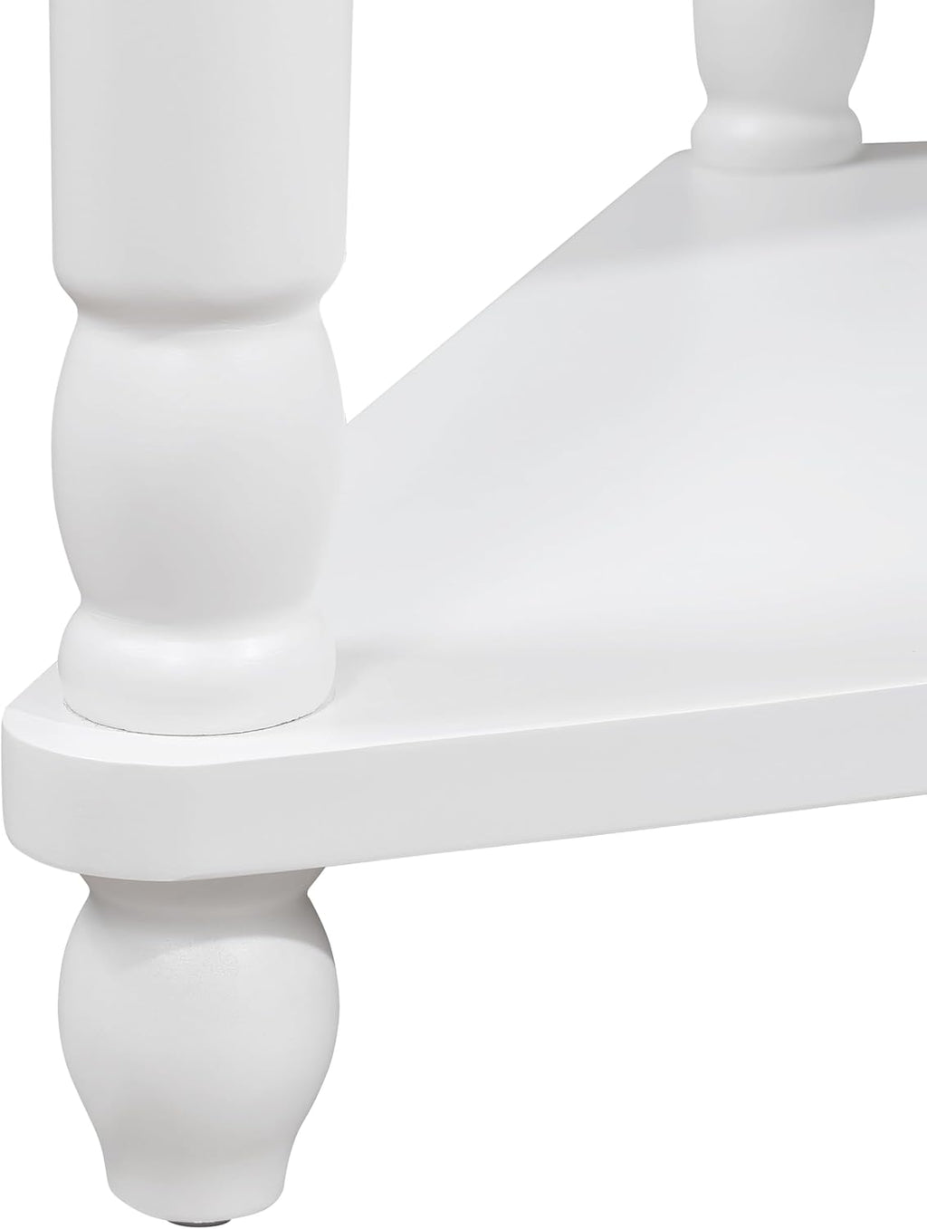 Corner Side Table, 3-Tier Triangle End Table with Drawer and Solid Wood Legs, 33.86" Small Space Storage, Milk White