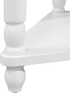 Corner Side Table, 3-Tier Triangle End Table with Drawer and Solid Wood Legs, 33.86" Small Space Storage, Milk White