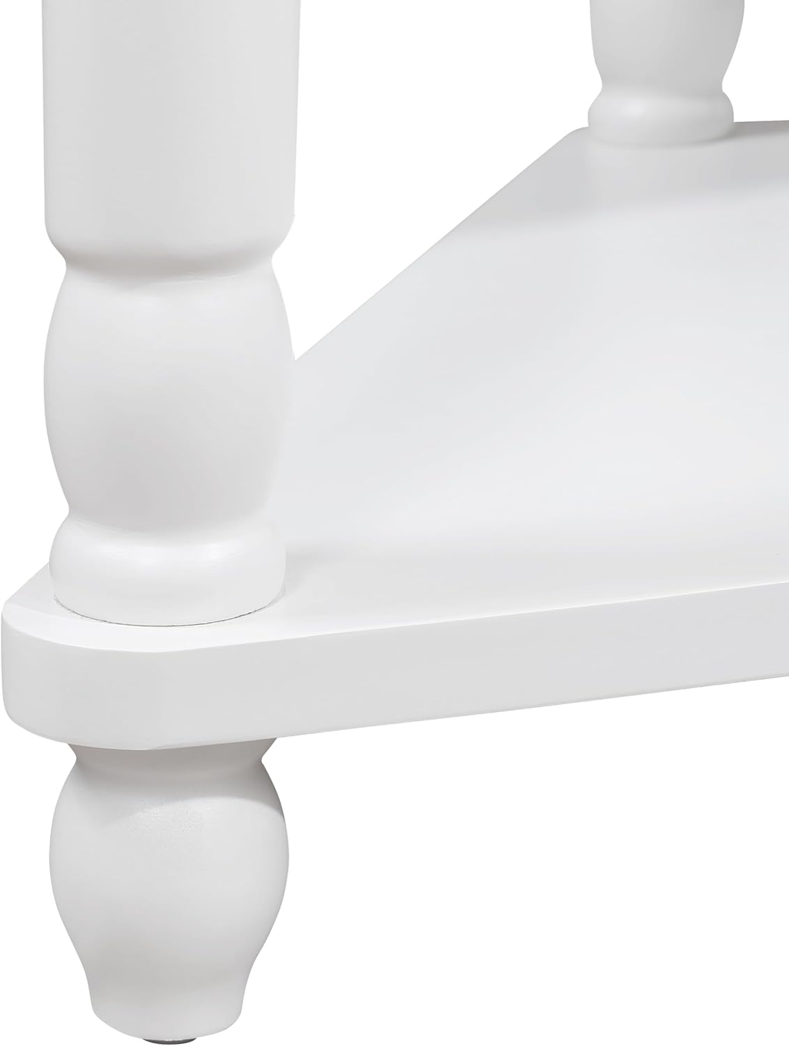 Corner Side Table, 3-Tier Triangle End Table with Drawer and Solid Wood Legs, 33.86" Small Space Storage, Milk White
