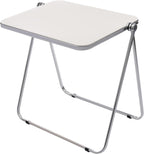 Foldable Side Table 27 Inch - Clear Tea Tinted Portable Desk｜Space-Saving Nesting Table w/Dual-Axle Joint｜Bedside End Table for Small Apartments & Home Office (NO-Transparency White)