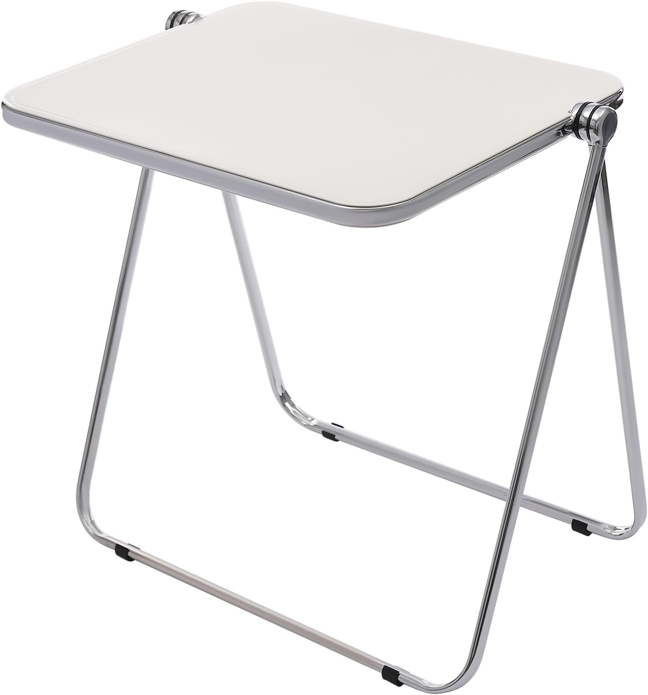 Foldable Side Table 27 Inch - Clear Tea Tinted Portable Desk｜Space-Saving Nesting Table w/Dual-Axle Joint｜Bedside End Table for Small Apartments & Home Office (NO-Transparency White)
