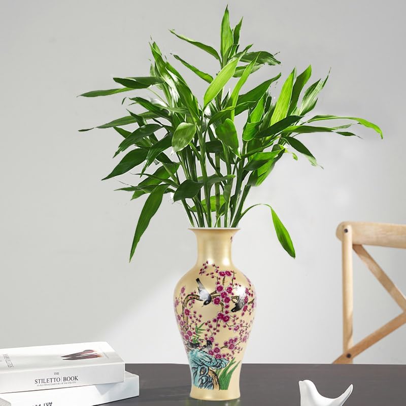 Qinlang 14 in Ceramic Vases for Flowers, Golden Flower Vase for Centerpieces