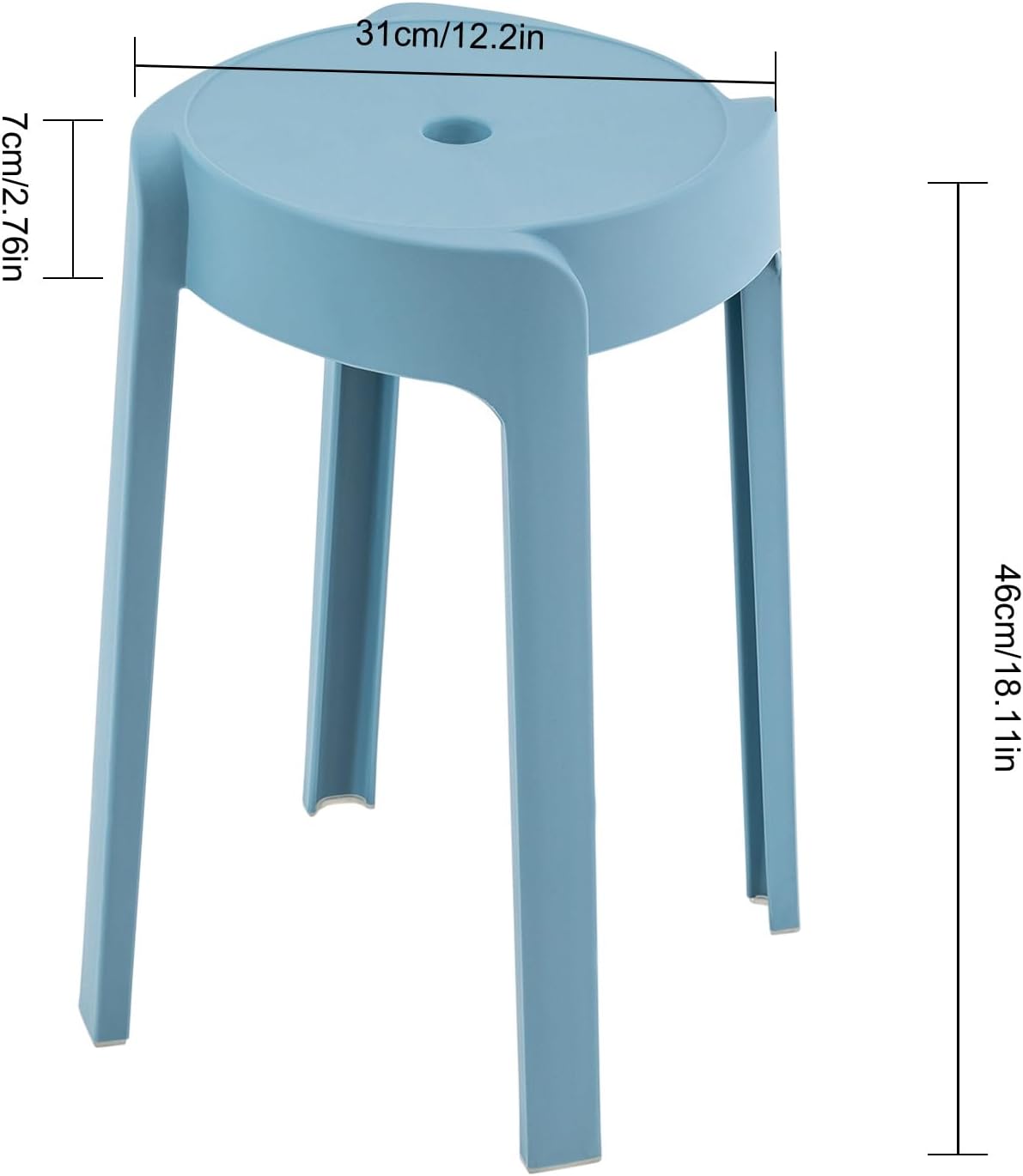 5 Pack Plastic Stackable Stools, 18 Inch Colorful Round Classroom Stools for School, Kindergarten, Home & Office