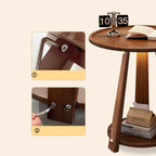 ZYFAB Round Storage End Table 2-Tier Small Wood Side Table Open Shelves Nightstand TV Tray Table for Living Room Bedroom Rustic Couch Table,B,40 * 40 * 60CM
