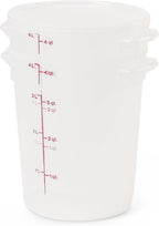 Cambro Food Storage Containers with Lids (BPA-Free) - 4 Quart - Food Grade Buckets with Lids (4 Pack) - For Dough Proofing and Brining (Translucent)