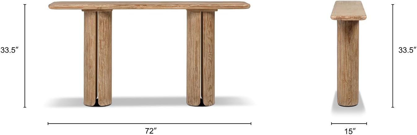 Jennifer Taylor Home Sonoma 72" Reclaimed Pine Split-Pillar Console Table, Rustic Greige Brown Reclaimed Pine Wood