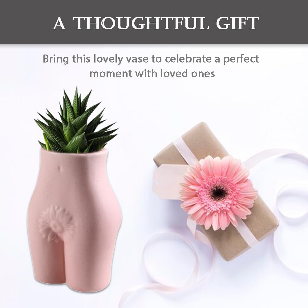 SLS SUPPLY FLORA - Female Body Vase Planter and Desk Organizer, Modern Flower Vase, Chic Feminist Decor and Boho Sculpture for Florals and Succulents, Handmade Ceramic, Blush Pink - Large