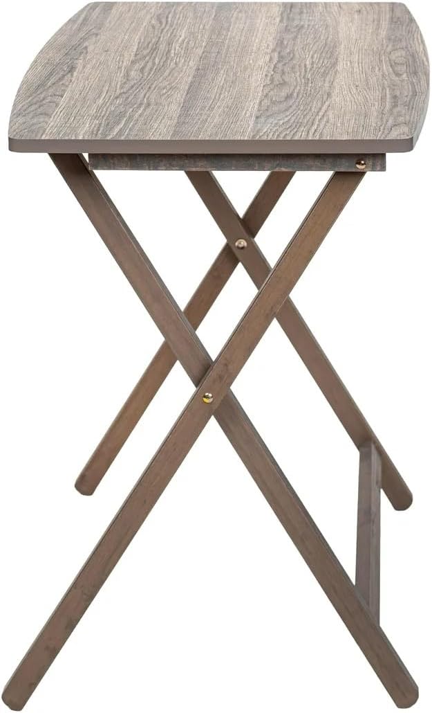 Modern Indoor XL Oversized Folding Tray Table – Rustic Gray Portable Laptop Snack TV Dinner Stand for Living Room, Bedroom, Home Office, Dorm & Reading Nook, 23.5 x 18 x 26 Inches