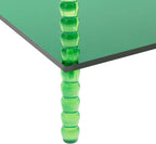 3 Tier Side Table, Acrylic End Table with Storage Shelf, Floorstanding Nightstand for Small Space, Bedside Table, Console Table for Bedroom, Living Room, Office(Green)