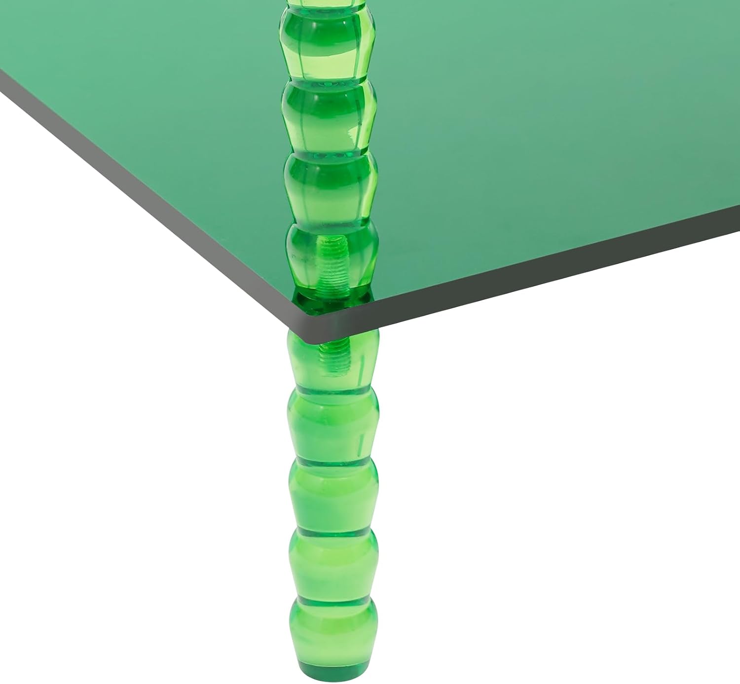 3 Tier Side Table, Acrylic End Table with Storage Shelf, Floorstanding Nightstand for Small Space, Bedside Table, Console Table for Bedroom, Living Room, Office(Green)