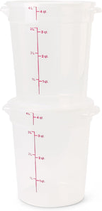 Cambro Food Storage Containers with Lids (BPA-Free) - 4 Quart - Food Grade Buckets with Lids (4 Pack) - For Dough Proofing and Brining (Translucent)