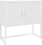 White Steel Sideboard with Adjustable Levelers, Modern Rectangular Storage Cabinet for Living Room and Dining Room, Sleek Design with Single Shelf, Sturdy Powder-Coated Steel