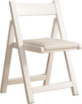 JSWHYBD Light Weight Folding Chair Wooden Folding Chair A-Frame Structure Stable and Durable Leather Seat Cushion Suitable for Parties Home and Office Use(White+Off-White)