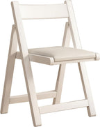 JSWHYBD Light Weight Folding Chair Wooden Folding Chair A-Frame Structure Stable and Durable Leather Seat Cushion Suitable for Parties Home and Office Use(White+Off-White)