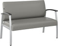 Bush Business Furniture Arrive Waiting Room Loveseat with Arms in Light Gray Vinyl, Reception Area Seating for Office and Lobby