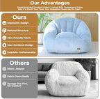 Giant Bean Bag Chair for Adults, Teens and Kids, Cozy Fluffy Corduroy Beanbag Chair with Filler, Large Floor Lounge Sofa for Living Room, Bedroom, Dorm, Gaming and Reading(XL-Light Blue)