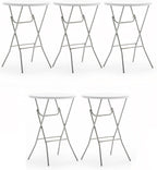 BTExpert 32” Round Bar Height Folding Table Set of 5 – 43” High Top Commercial Plastic Table, White Granite, Portable Heavy-Duty Cocktail Table for Wedding, Party, Event, Indoor Outdoor Use