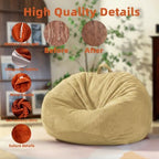 Stuffed Animal Storage Bean Bag Chair Cover,Corduroy Kids Sofa (No Filler) | Holds 80+ plush toys, 220LBS, soft washable, reinforced zipper. Playroom bedroom reading nook. Toddler teen adult. Cover only