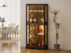 Gurexl Modern Glass Display Cabinet with Human Body Sensor, 7-Tier Curio Cabinet with Glass Doors & 3 Color Lights, Tall Display Case for Collectibles, Living Room, Black