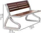 Garden Garden Wooden Backrest Bench, with Stainless Steel Metal Frame, Suitable for Indoor Outdoor Patio Seat