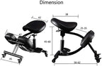 Kneeling Chair with Wheels, Ergonomic Balance Chair for Home and Office，Adjustable Saddle Chair to Improve Your Posture,Comfortable Knees and Footrest,Black,SSS-1459-M