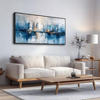 ZUITINGHUA Large Black Framed Wall Decor For Living Room Canvas Wall Art For Office Modern Wall Decorations For Bedroom Blue Abstract Painting Modern Pictures Artwork Home Decor 24x48 In