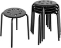 Yaheetech Portable Plastic Stack Stools Flexible Backless Seating 17.3inches Height Black Pack of 5