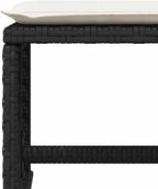 4-Piece Garden Stool Set in Black with Poly Rattan and Powder-Coated Steel, Square Outdoor Seats with Removable Washable Cushion Covers, 14.2-Inch Height for Patio Balcony