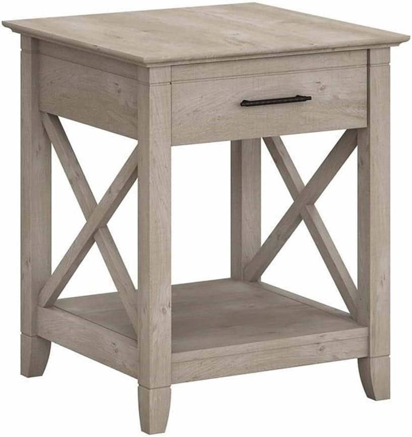 Bush Home Key West Nightstand with Drawer in Washed Gray
